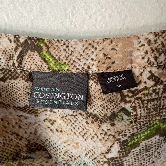 Roll Tab Sleeve Blouse 3X Snake Print - Picture 5 of 7